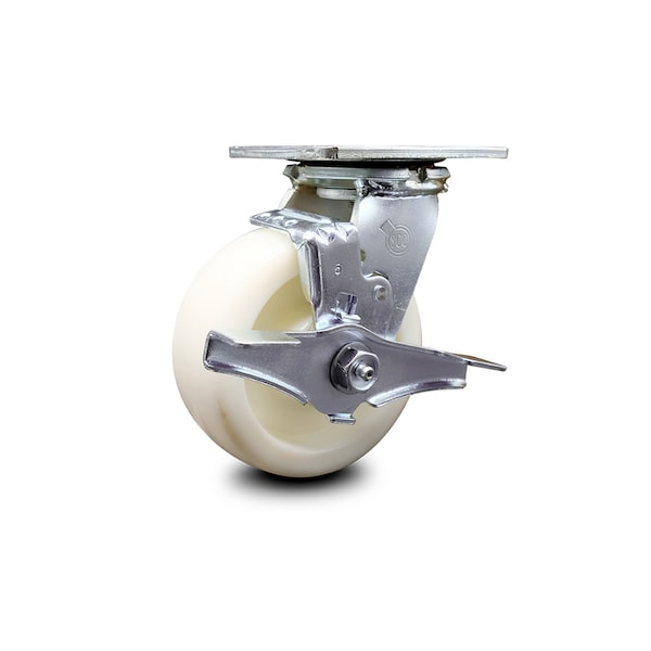 5 Inch Nylon Swivel Caster with Roller Bearing and Brake